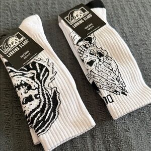 Lurking Class White and Black Graphic Socks set of 2 NWT